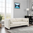 Benjara Kami Loveseat- Slim Pillow Armrests- Modern Ivory Linen- 76 Inch