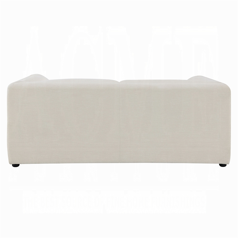 Benjara Kami Loveseat- Slim Pillow Armrests- Modern Ivory Linen- 76 Inch