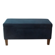 Benjara Ava Accent Storage Bench Ottoman with Navy Brown Velvet- 36 Inch