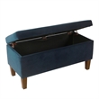 Benjara Ava Accent Storage Bench Ottoman with Navy Brown Velvet- 36 Inch