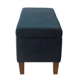 Benjara Ava Accent Storage Bench Ottoman with Navy Brown Velvet- 36 Inch