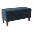 Benjara Ava Accent Storage Bench Ottoman with Navy Brown Velvet- 36 Inch