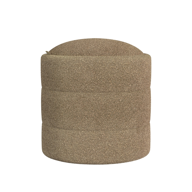 Benjara Modern Storage Ottoman- Brown Boucle Seat Cushion- 18