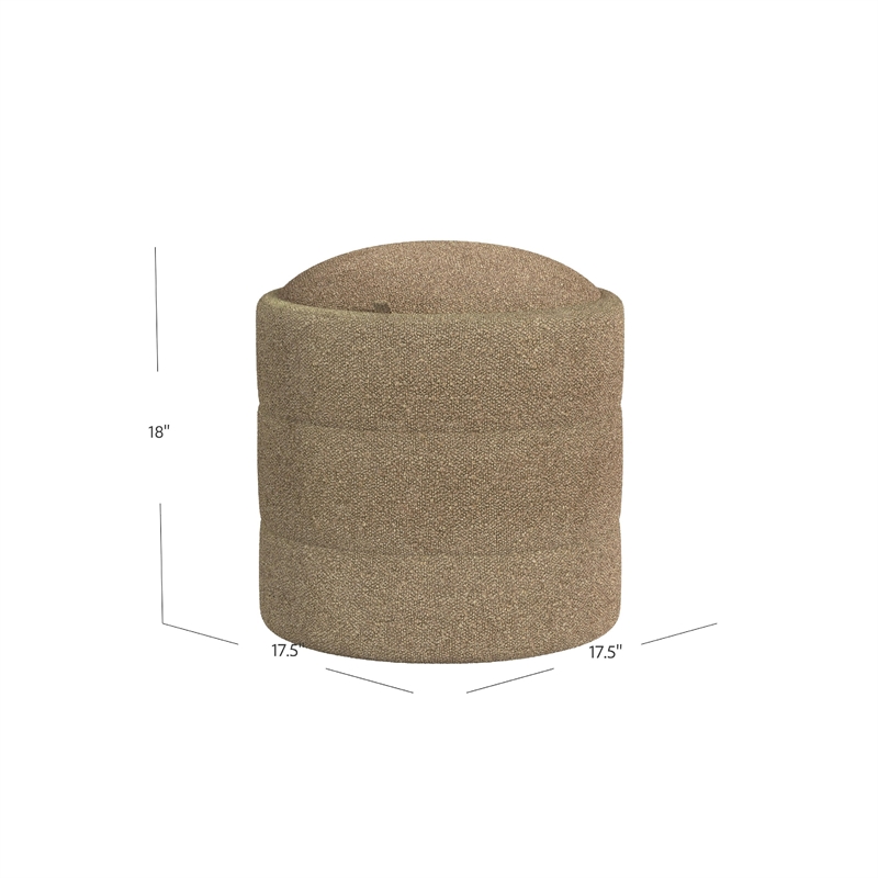 Benjara Modern Storage Ottoman- Brown Boucle Seat Cushion- 18