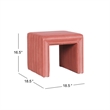 Benjara Ada Footstool Ottoman with Channel Tufted Blush Pink Velvet- 19 Inch