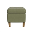 Benjara Sol Storage Bench Ottoman- Light Sage Green Velvet- Brown- 40 Inch