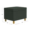 Benjara Fero Storage Ottoman- 24in Rectangular Hinged Lid- Forest Green Velvet
