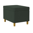 Benjara Fero Storage Ottoman- 24in Rectangular Hinged Lid- Forest Green Velvet
