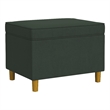 Benjara Fero Storage Ottoman- 24in Rectangular Hinged Lid- Forest Green Velvet