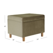 Benjara Fero Storage Ottoman- 24in Rectangular Hinged Lid- Sage Green Velvet