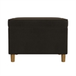 Benjara Fero Storage Ottoman- 24in Rectangular Hinged Lid- Dark Brown Velvet