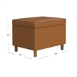 Benjara Fero Storage Ottoman- 24in Rectangular Hinged Lid- Brown Faux Leather