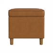 Benjara Fero Storage Ottoman- 24in Rectangular Hinged Lid- Brown Faux Leather