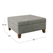 Benjara Leo Square Storage Ottoman- Textured Slate Gray- Dark Brown- 32 Inch