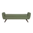 Benjara Rae Storage Bench Ottoman with Arms- Olive Green Woven Fabric- 60 Inch