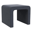 Benjara Ari Ottoman Footstool- Arc Shape with Steel Blue Velvet- 22 Inch
