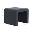 Benjara Ari Ottoman Footstool- Arc Shape with Steel Blue Velvet- 22 Inch
