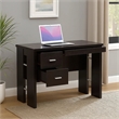 Benjara Laptop Desk- 3 Storage Drawers- 39 Inch- Red Cocoa Brown Wood