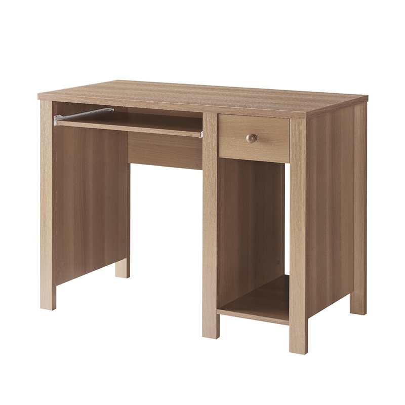 Benjara Akol Computer Desk- Keyboard Drawer and Storage- 39 Inch- Dark Taupe