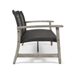 Benjara Bops Outdoor Loveseat- Rustic Acacia Wood Frame- 52 Inch- Gray Wicker