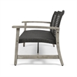Benjara Bops Outdoor Loveseat- Rustic Acacia Wood Frame- 52 Inch- Gray Wicker