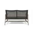 Benjara Bops Outdoor Loveseat- Rustic Acacia Wood Frame- 52 Inch- Gray Wicker