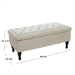 Benjara Kiyo Ottoman- Linen Ivory Faux Suede- 41 Inch- Tufted Storage Lid