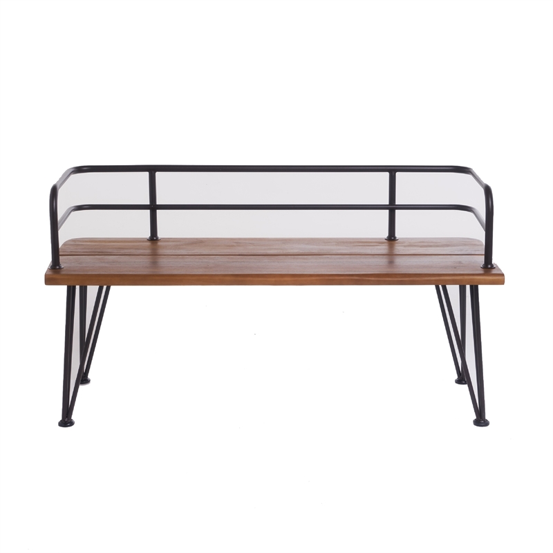 Benjara Zoe Outdoor Bench- Industrial Metal Frame- 48