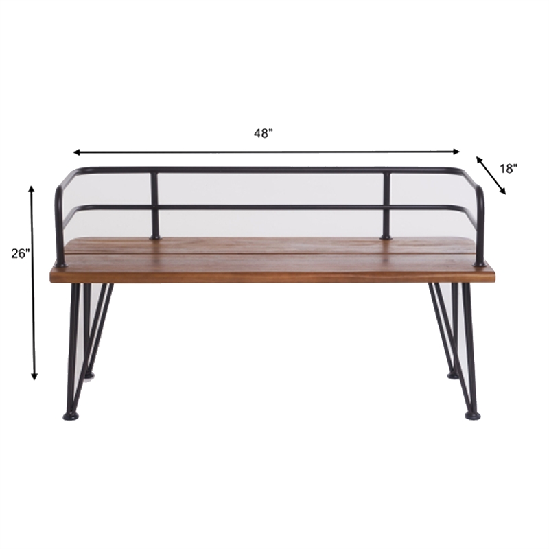 Benjara Zoe Outdoor Bench- Industrial Metal Frame- 48
