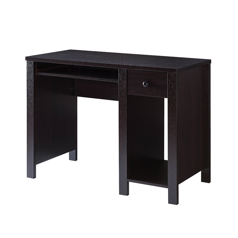 Benjara Akol Computer Desk- Keyboard Drawer and Storage- 39 Inch- Black