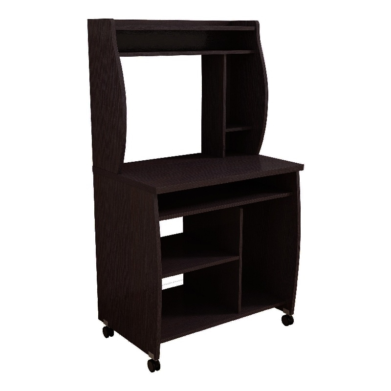 Benjara Niro Utility Desk Cart with Hutch- 7 Shelves- 53