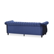 Benjara Nisy 3 Seater Sofa- Chesterfield Dark Blue Velvet Tufted Back- 85 Inch