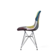Benjara Accent Chair Set of 2- Multicolor Pink Patchwork w Eiffel Metal Base