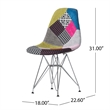 Benjara Accent Chair Set of 2- Multicolor Pink Patchwork w Eiffel Metal Base