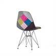 Benjara Accent Chair Set of 2- Multicolor Pink Patchwork w Eiffel Metal Base