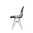 Benjara Accent Chair Set of 2- Multicolor Pink Patchwork w Eiffel Metal Base