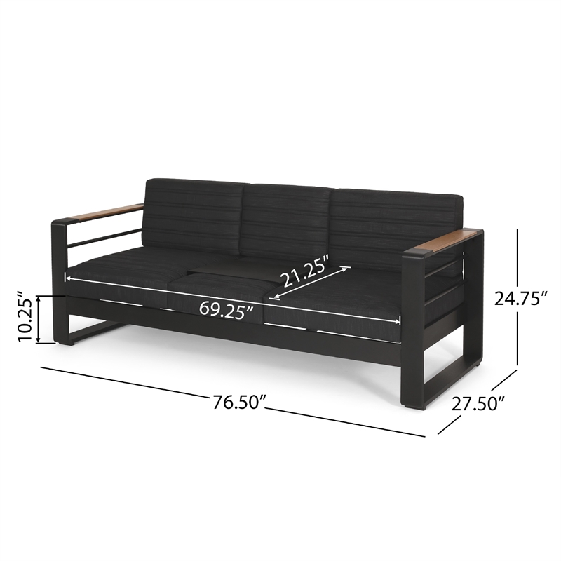 Benjara Vinia 3 Seater Outdoor Sofa- Plush Cushions- 77