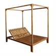Benjara Yavi Outdoor Daybed Chaise- Adjustable Back- Brown Acacia Wood 79 Inch