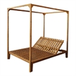 Benjara Yavi Outdoor Daybed Chaise- Adjustable Back- Brown Acacia Wood 79 Inch