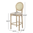 Benjara Barstool Chair Set of 2- Beige Cushion and Natural Brown Rattan Back