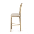 Benjara Barstool Chair Set of 2- Beige Cushion and Natural Brown Rattan Back