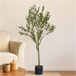 Benjara Vina Artificial Olive Tree- Realistic Green Silk Leaves- 47 Inch