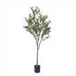Benjara Vina Artificial Olive Tree- Realistic Green Silk Leaves- 71 Inch