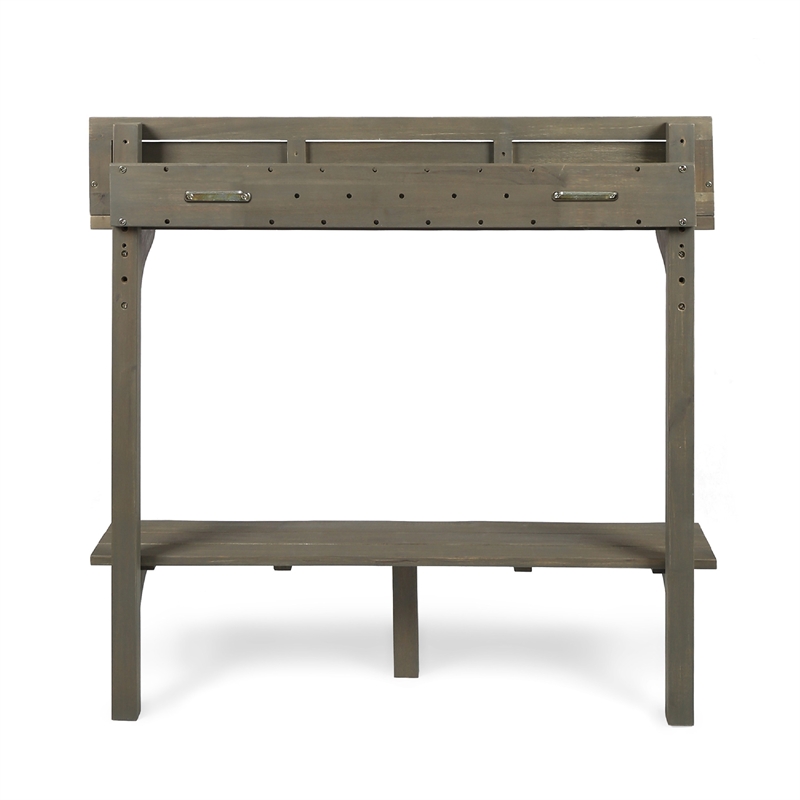Benjara Outdoor Balcony Bar Table- Slim Design Gray Wood Frame- 50 Inch