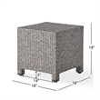 Benjara Perie Outdoor Accent Table- Gray Faux Rattan- Iron Frame- 18 Inch