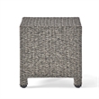 Benjara Perie Outdoor Accent Table- Gray Faux Rattan- Iron Frame- 18 Inch