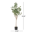 Benjara Zylo Faux Tree Eucolites Plant- 59 Inch- Green Polyester
