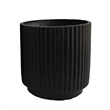 Benjara Elly Round Planter Set of 3- Ribbed Texture Black Resin- 16-12-9 Inch