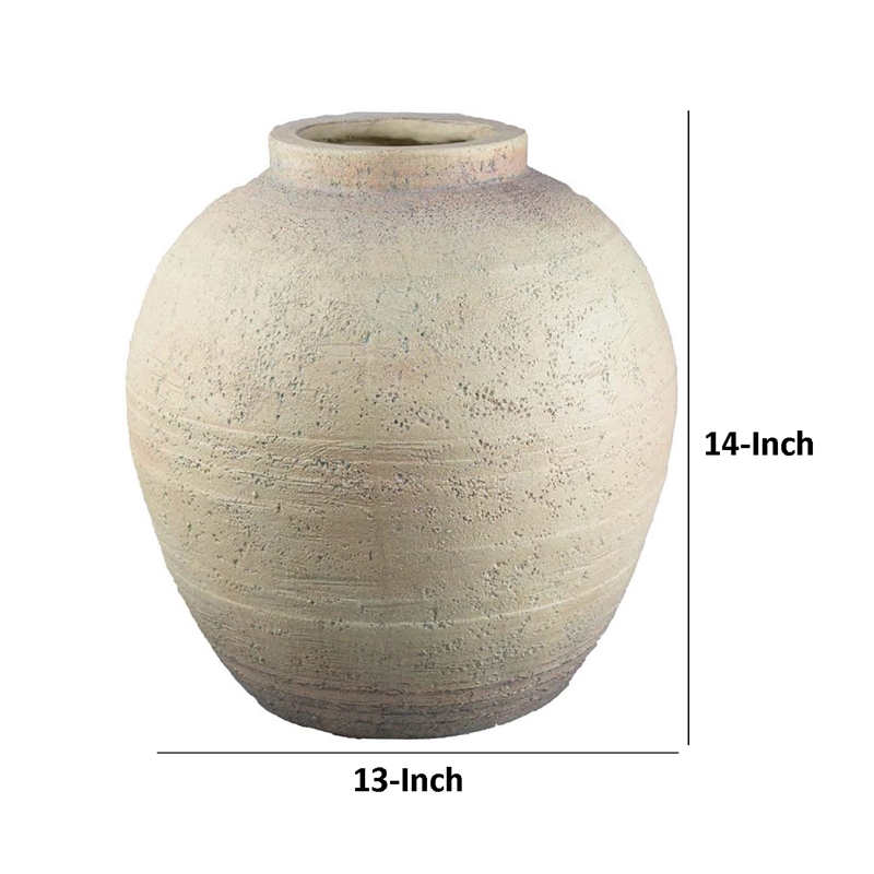 Benjara Kilu Decorative Vase- Rugged Texture- 14