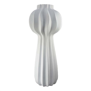 Benjara Samo Decorative Vase- Textured Body w Bulb Top- 37&quot White Resin